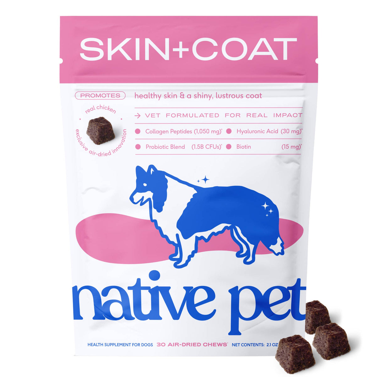 Native Pet - Skin + Coat Chews, Skin & Coat Supplement for Dogs - Doglicious Bakery Bites