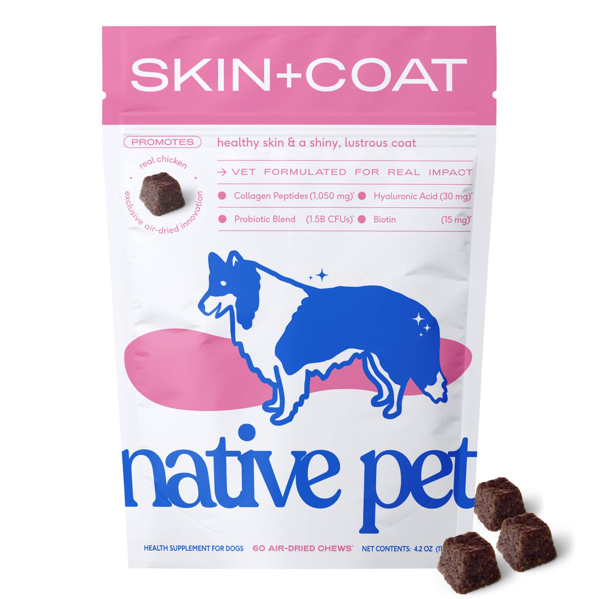 Native Pet - Skin + Coat Chews, Skin & Coat Supplement for Dogs - Doglicious Bakery Bites