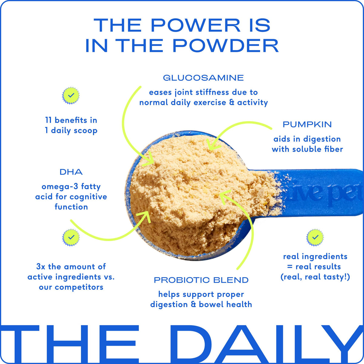 Native Pet - The Daily Powder Supplement, 11-in-1 Multivitamins for Dogs - Doglicious Bakery Bites