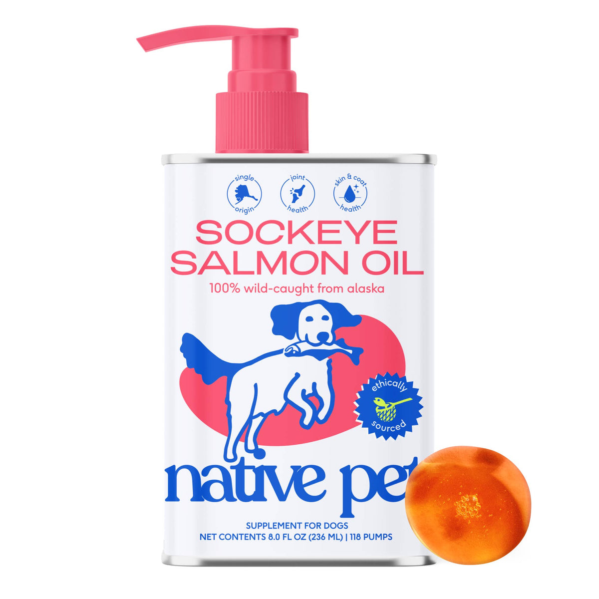 Native Pet - Wild-Caught Alaskan Sockeye Salmon Oil, Skin & Coat Health - Doglicious Bakery Bites