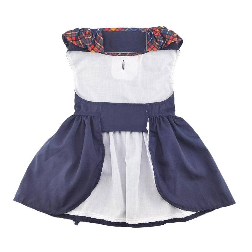 Navy Dog Dress with Plaid Ruffles - Doglicious Bakery Bites