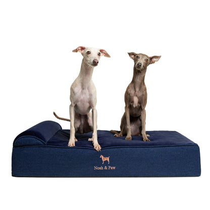 NOAH AND PAW LLC - Denim Orthopedic Dog Bed, Cooling Gel Memory Foam, Classic - Doglicious Bakery Bites