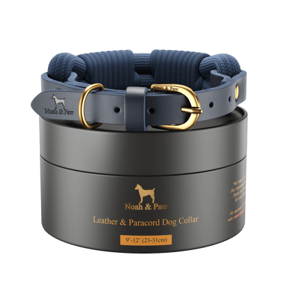 NOAH AND PAW LLC - Dog and Cat Collar, Genuine Leather Combined with Paracord - Doglicious Bakery Bites