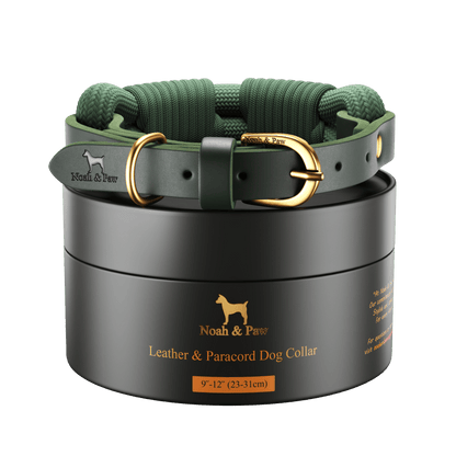NOAH AND PAW LLC - Dog and Cat Collar, Genuine Leather Combined with Paracord - Doglicious Bakery Bites