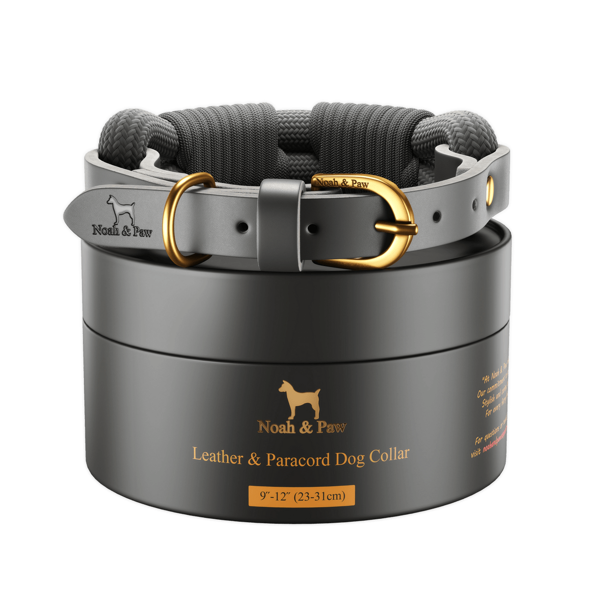 NOAH AND PAW LLC - Dog and Cat Collar, Genuine Leather Combined with Paracord - Doglicious Bakery Bites
