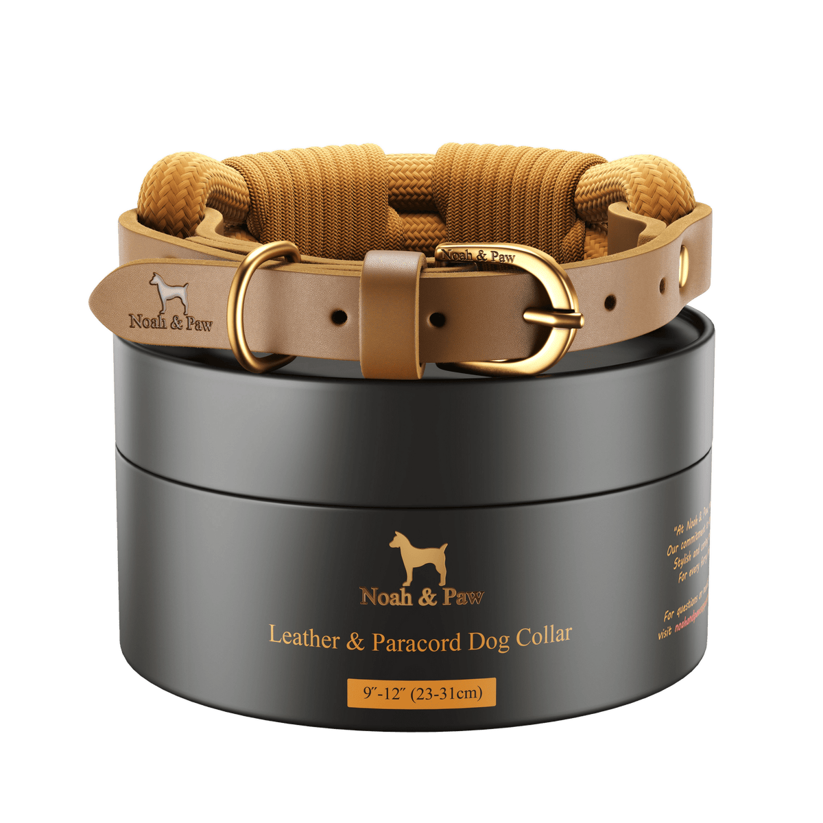 NOAH AND PAW LLC - Dog and Cat Collar, Genuine Leather Combined with Paracord - Doglicious Bakery Bites