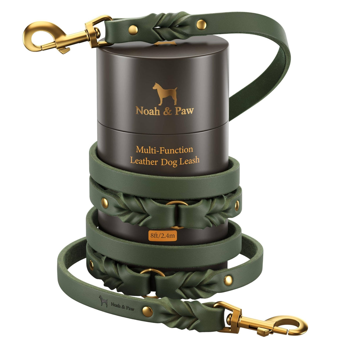 NOAH AND PAW LLC - Premium Oil-Waxed Braided Leather Dog Leash - Doglicious Bakery Bites