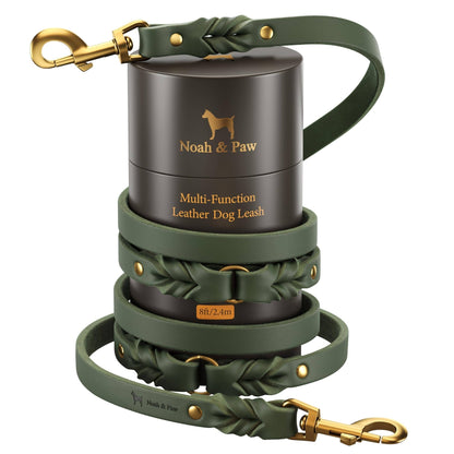 NOAH AND PAW LLC - Premium Oil-Waxed Braided Leather Dog Leash - Doglicious Bakery Bites