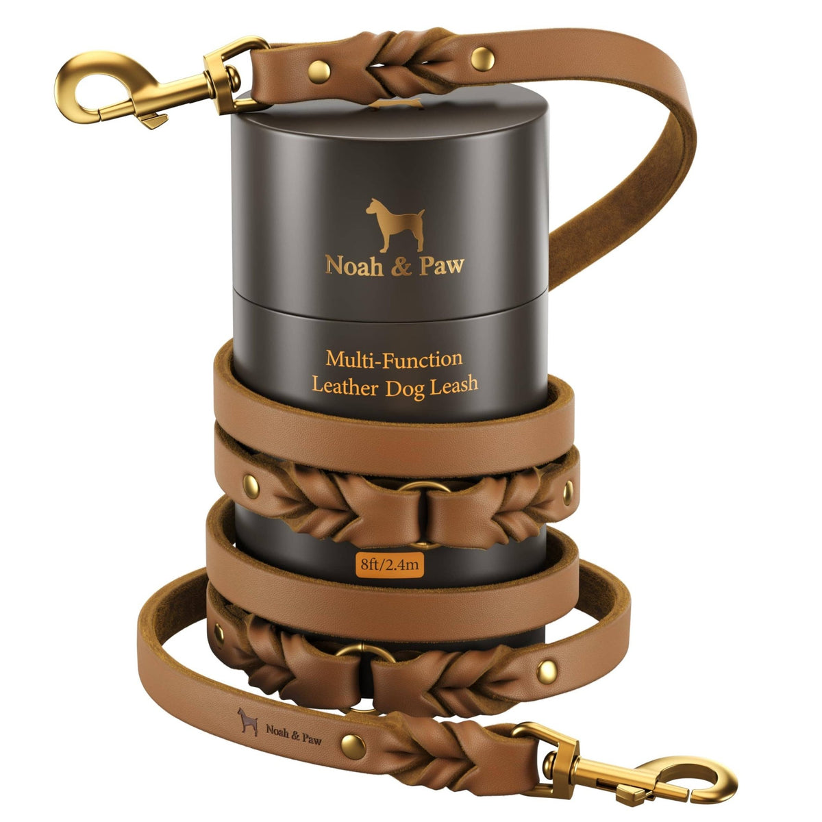 NOAH AND PAW LLC - Premium Oil-Waxed Braided Leather Dog Leash - Doglicious Bakery Bites