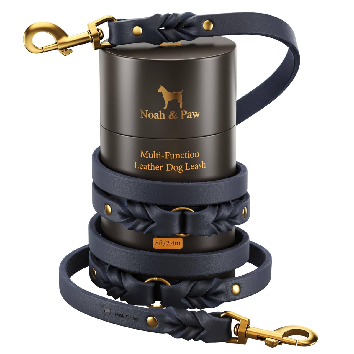 NOAH AND PAW LLC - Premium Oil-Waxed Braided Leather Dog Leash - Doglicious Bakery Bites