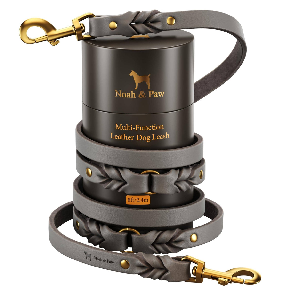 NOAH AND PAW LLC - Premium Oil-Waxed Braided Leather Dog Leash - Doglicious Bakery Bites