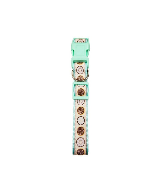 Nylon Collar for Dogs with Embroidered Mint Donut Design - Doglicious Bakery Bites