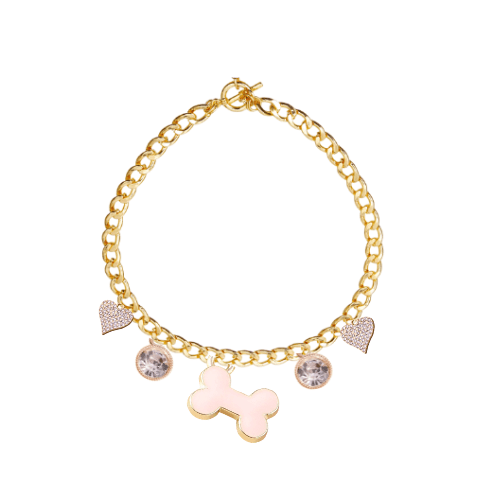 Pavé Heart and Bone Necklace - Dog Necklace - Doglicious Bakery Bites