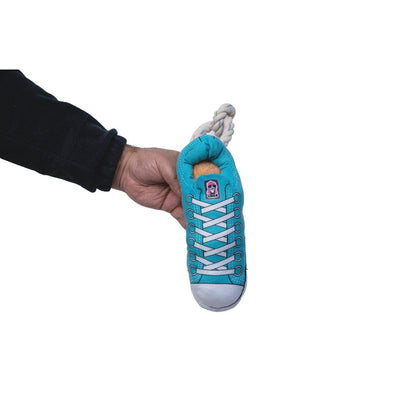 Pawsitively Plush: Squeaking Comfort Sneaker Dog Toy - Blue - Doglicious Bakery Bites