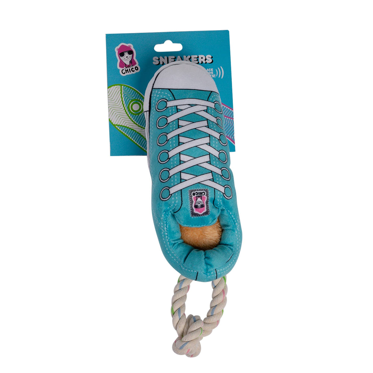Pawsitively Plush: Squeaking Comfort Sneaker Dog Toy - Blue - Doglicious Bakery Bites