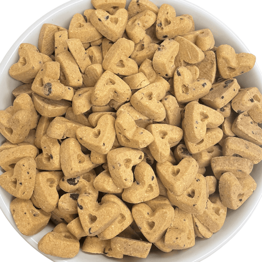 Peanut Butter & Carob Cookie Hearts - Doglicious Bakery Bites