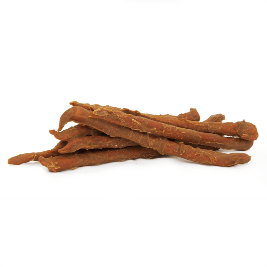 PEANUT BUTTER DIPPED SWEET POTATO STRAWS - Doglicious Bakery Bites
