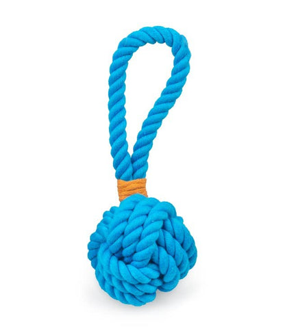 Pet Palette Distribution - ThoozyPet Ball Tug Rope Dog Toy with Handle Blue 3" - Doglicious Bakery Bites