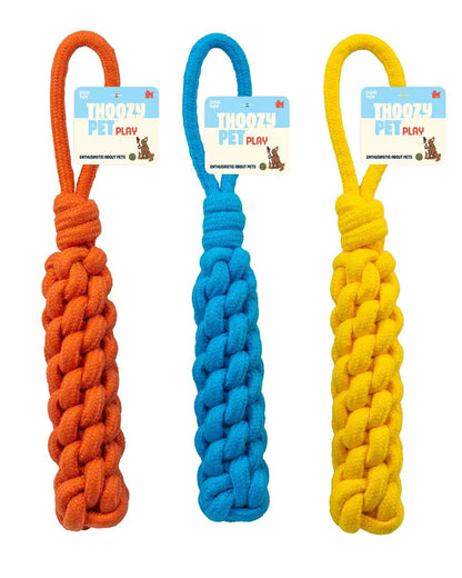 Pet Palette Distribution - ThoozyPet Knotted Stick Rope Dog Toy with Handle Orange 11" - Doglicious Bakery Bites