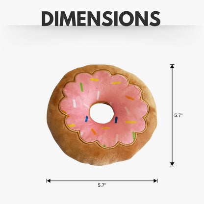 Plush Strawberry Donut Dog Toy - Soft, Chewy, and Cuddly - Doglicious Bakery Bites