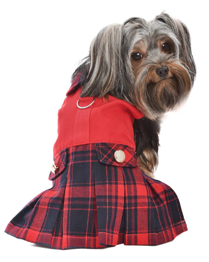 Scottish Pleated Dress Red Blue – Timeless Plaid Pet Apparel - Doglicious Bakery Bites