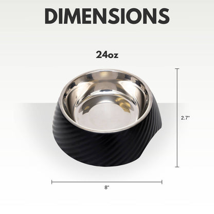 Stainless Steel Dog or Cat Bowl - Black Twill Design - Doglicious Bakery Bites