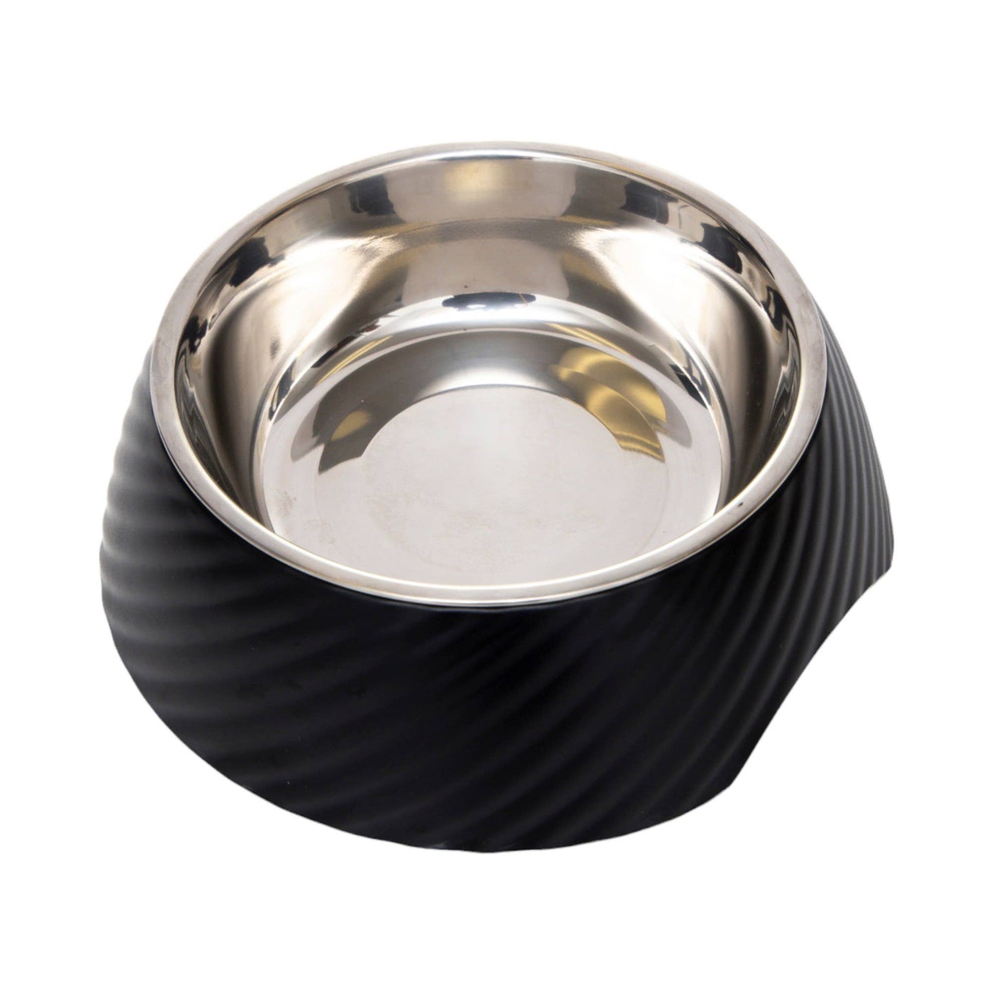 Stainless Steel Dog or Cat Bowl - Black Twill Design - Doglicious Bakery Bites