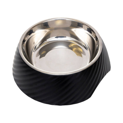 Stainless Steel Dog or Cat Bowl - Black Twill Design - Doglicious Bakery Bites