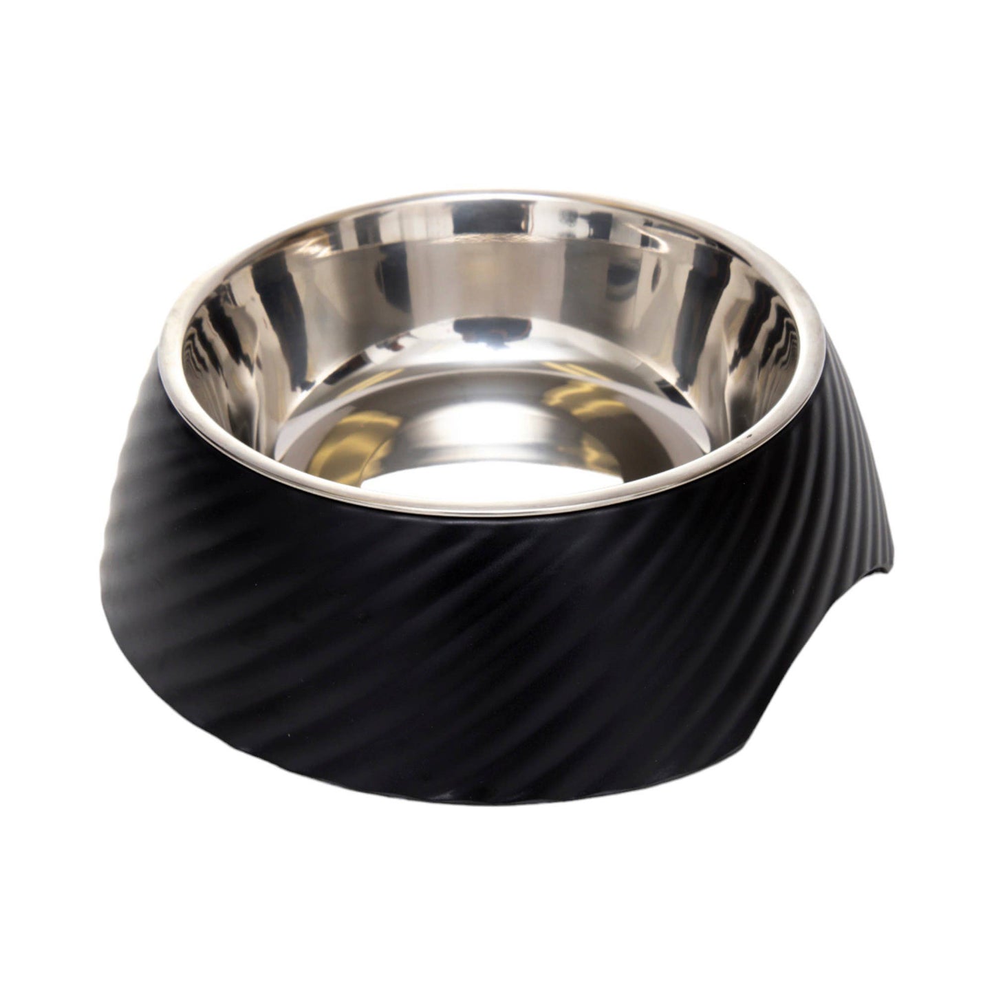 Stainless Steel Dog or Cat Bowl - Black Twill Design - Doglicious Bakery Bites