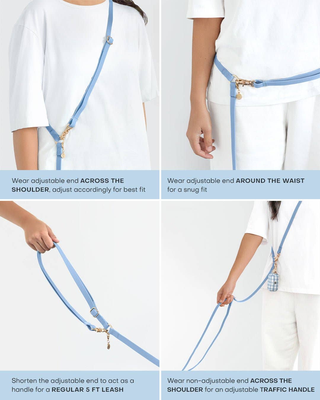 SUNNY TAILS - Malibu Blue 4-in-1 Convertible Hands Free Cloud Dog Leash - Doglicious Bakery Bites