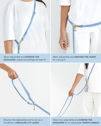 SUNNY TAILS - Malibu Blue 4-in-1 Convertible Hands Free Cloud Dog Leash - Doglicious Bakery Bites