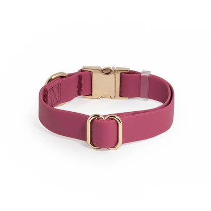 SUNNY TAILS - Mulberry Burgundy Waterproof Dog Collar - Doglicious Bakery Bites