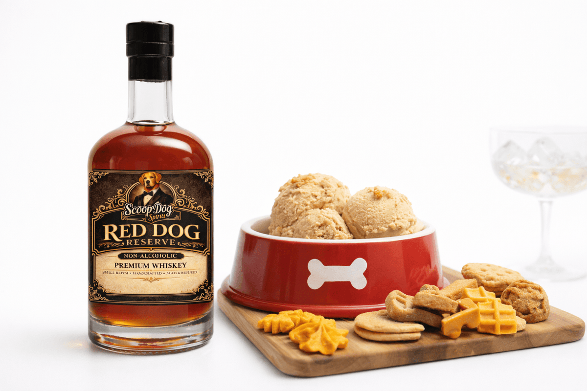 The Scoop Dog Canine Creamery - Red Dog Reserve Dog Whiskey - Doglicious Bakery Bites