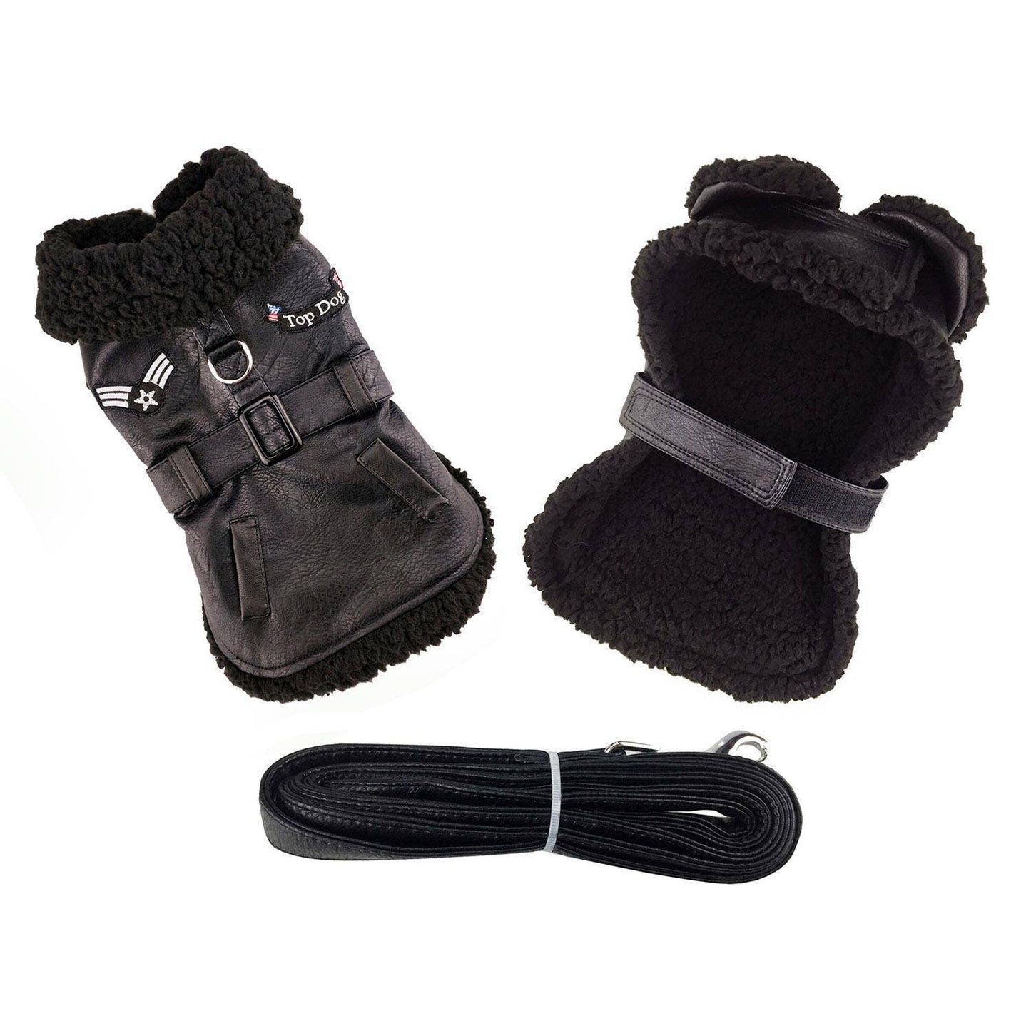 Top Dog Flight Harness Bomber Coat - Black - Doglicious Bakery Bites
