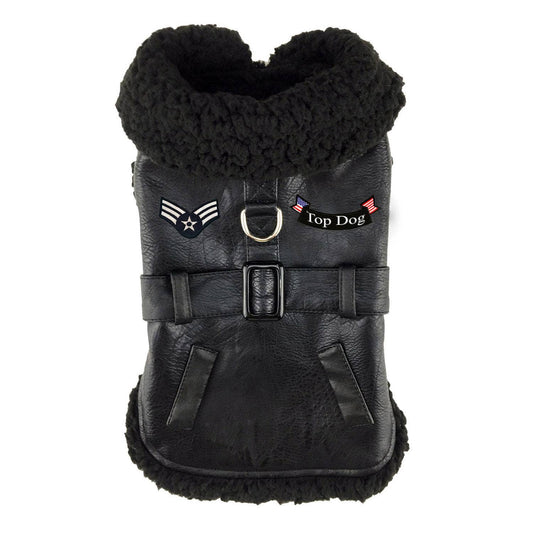 Top Dog Flight Harness Bomber Coat - Black - Doglicious Bakery Bites