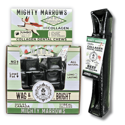 Wag & Bright Supply Co. - Mighty Marrows Collagen Dental Chew- Spirulina Beef- 3 Sizes - Doglicious Bakery Bites