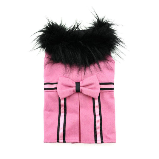Wool Fur-Trimmed Dog Harness Coat - Pink - Doglicious Bakery Bites