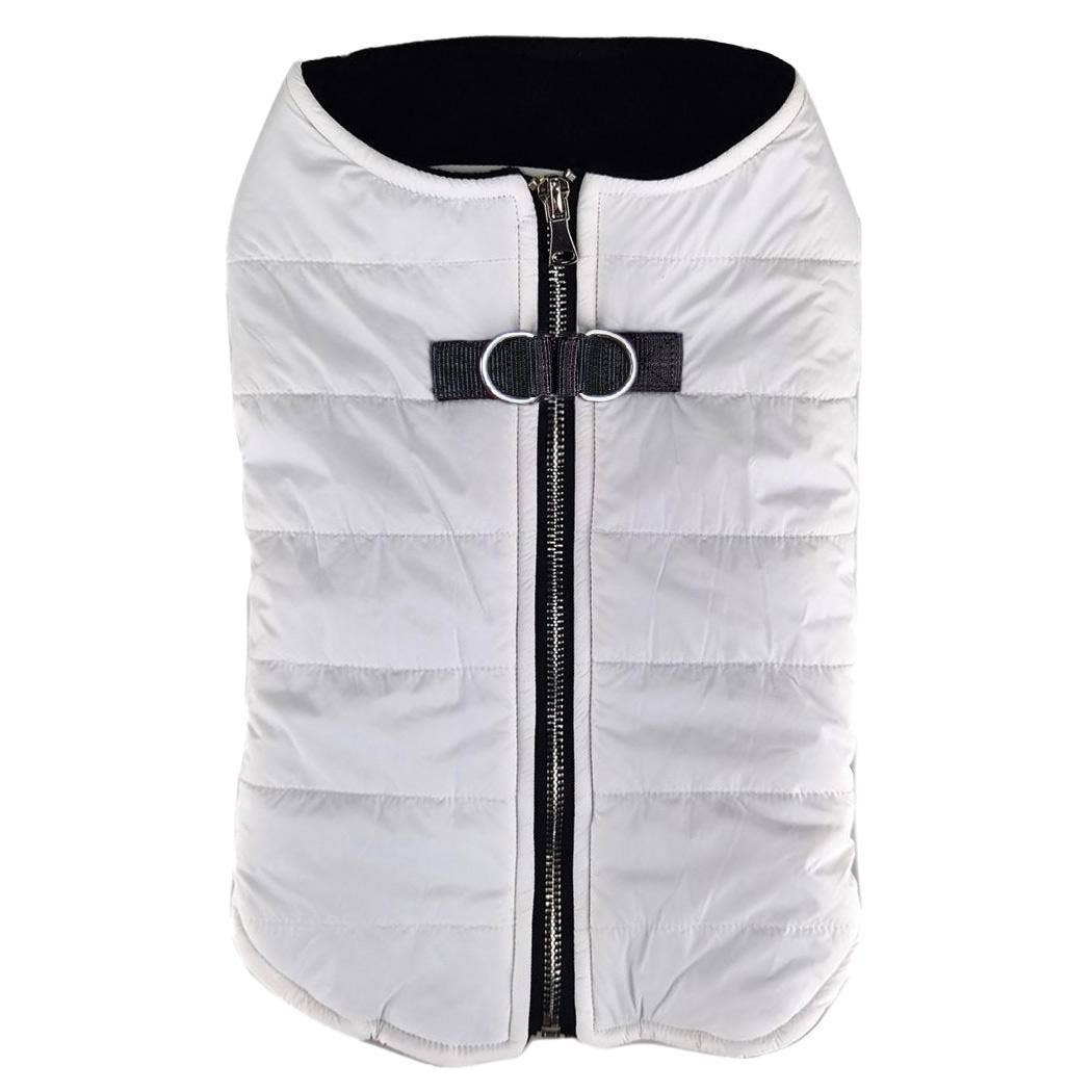 Zip-up Dog Puffer Vest - White - Doglicious Bakery Bites