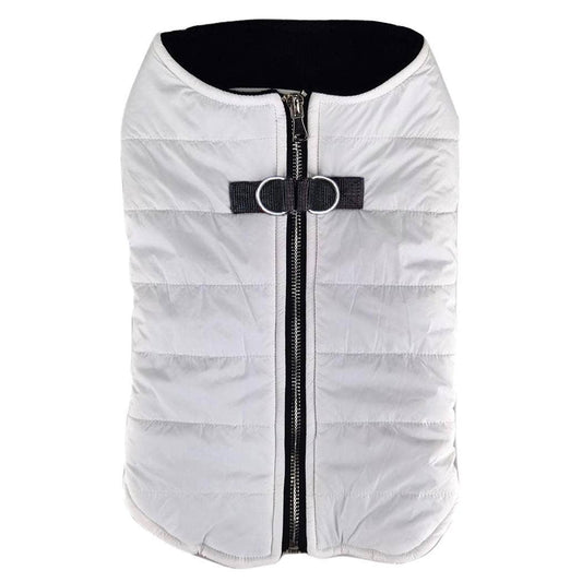 Zip-up Dog Puffer Vest - White - Doglicious Bakery Bites