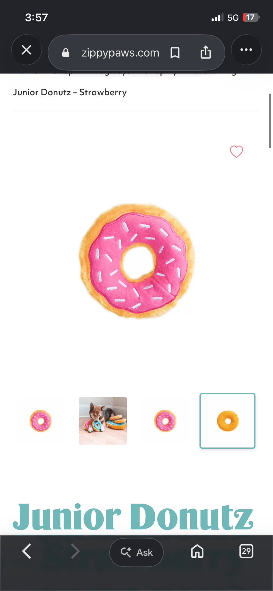 Zippy Paws Strawberry Donut - Doglicious Bakery Bites